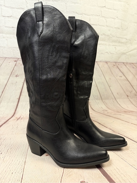 Shoes - Women's NEW black western cowgirl knee-high heeled pointed toe boots, size 6